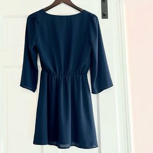 Crazy Price!Forever 21 Navy Mini Spring Dress 3/4 Sleeve Lightweight Size M